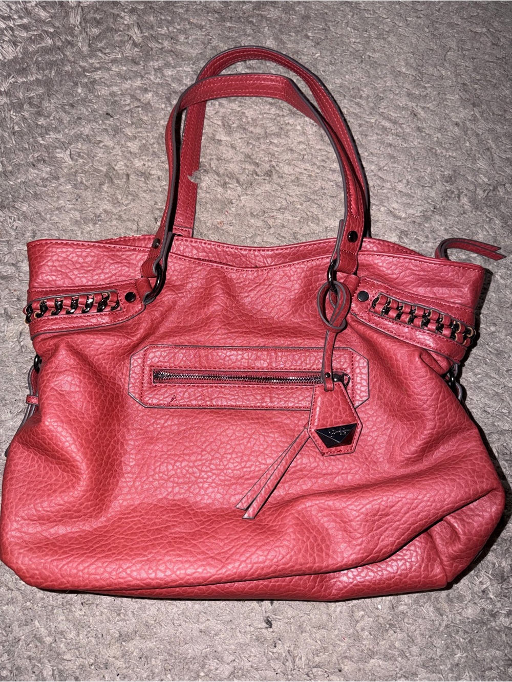Stylish Burnt Orange Tote Bag with Front Zip Pocket
